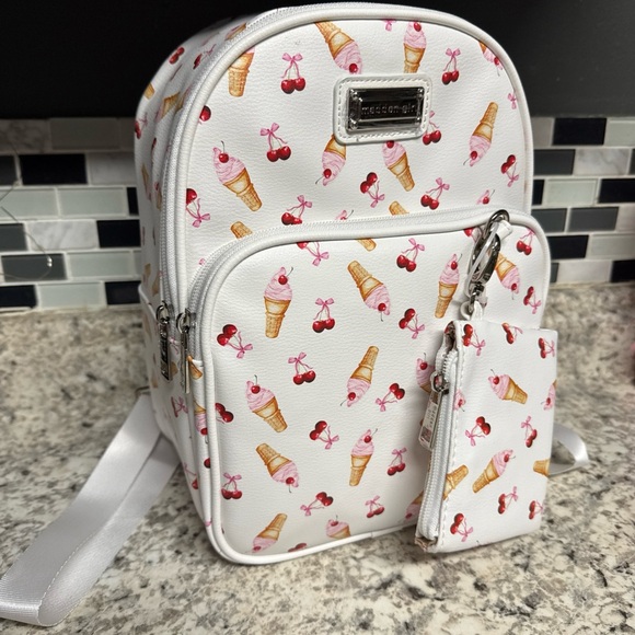 Madden Girl Ice Cream And Cherries Mini Backpack Adjustable w Attached Wallet - Picture 1 of 6